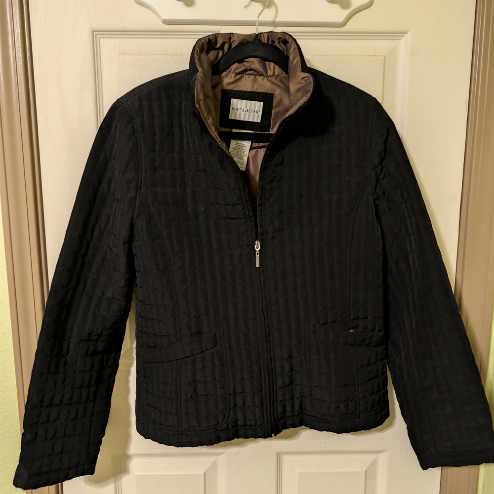 White Stag Black Quilted Zip-Front Puffer Jacket